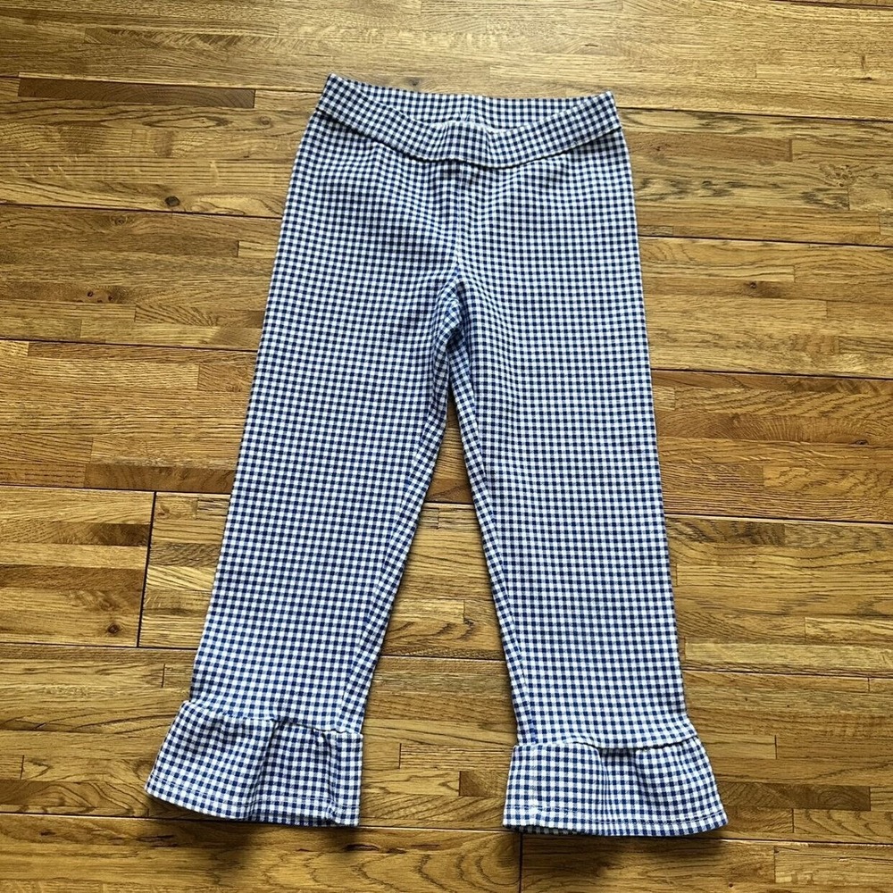 Janie And Jack Girls Gingham‎ Ruffle Ponte Pants Size 6